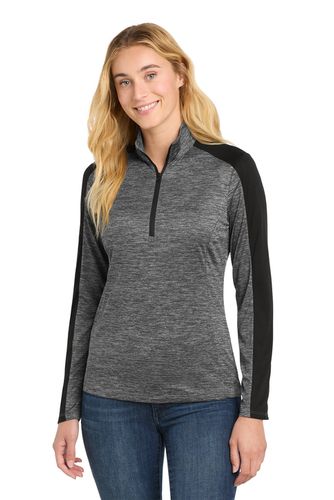 Sport-Tek Ladies PosiCharge Electric Heather Colorblock 1/4-Zip Pullover image thumbnail