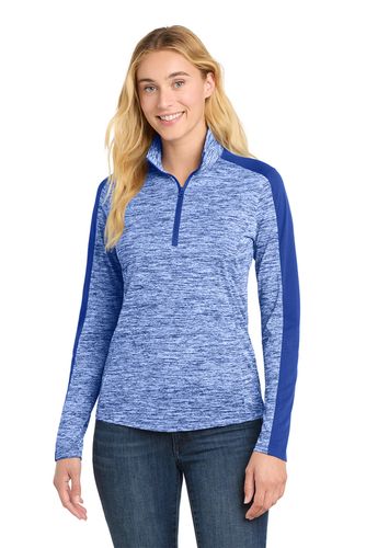 Sport-Tek Ladies PosiCharge Electric Heather Colorblock 1/4-Zip Pullover image thumbnail