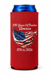 Image of Red Slim Can Koozie – Flag Edition