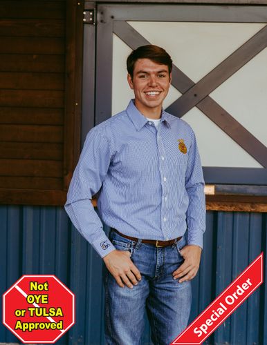 Men's Gingham Shirt - French Blue/White • S-4XL image thumbnail