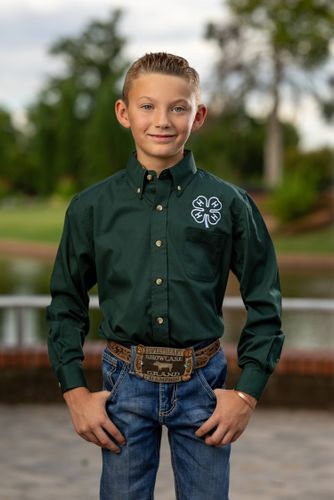Youth 4-H Dark Green Easy Care Shirt • S-XL image thumbnail