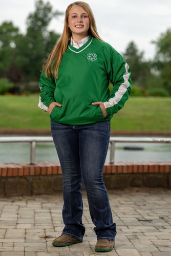 CLOSEOUT - Adult 4-H Wind Shirt - Kelly/White image thumbnail