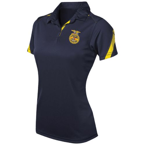 Ladies' LuxKnit Navy/Gold Polo • S-3XL image thumbnail