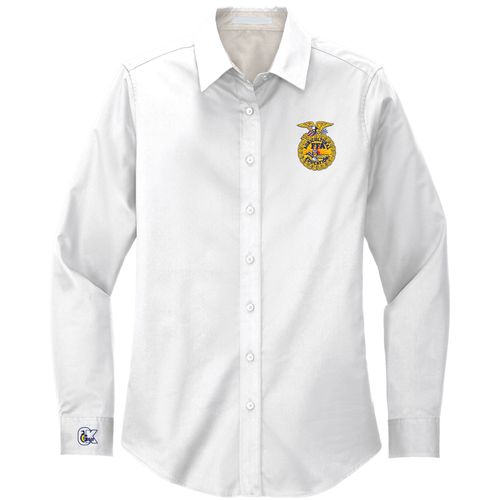 Ladies' Easy Care White Shirt • XS-2XL image thumbnail