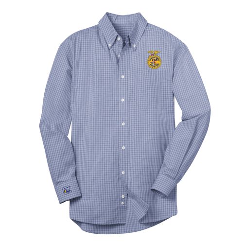 Men's Easy Care Plaid Shirt - Light Blue/Navy • XS-4XL image thumbnail