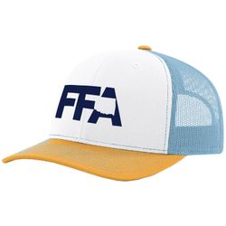 Image of White/Yellow/Columbia Blue - FFA Mesh Back Trucker Cap