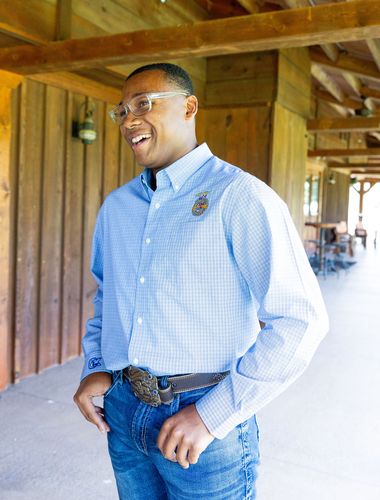 Men's Easy Care Plaid Shirt - Light Blue/Navy • XS-4XL image thumbnail