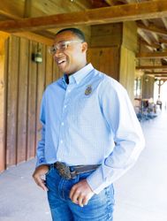 Image of Men's Easy Care Plaid Shirt - Light Blue/Navy • XS-4XL