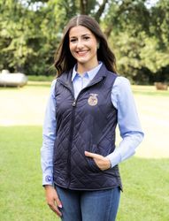 Image of Ladies Navy Diamond Quilt Vest • S-2XL