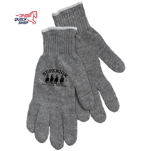 Gray String Knit Gloves - STOCK image thumbnail
