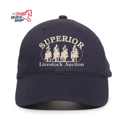 Navy/Seashell Structured Brushed Twill Solid Back Hat - Quick Ship image thumbnail