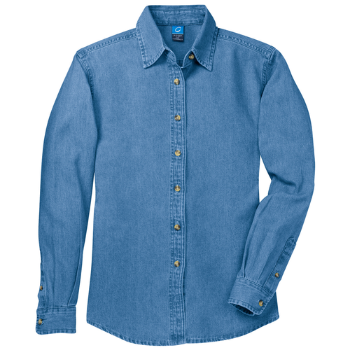 Port & Company® - Ladies Long Sleeve Value Denim Shirt image thumbnail