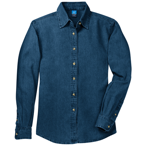 Port & Company® - Ladies Long Sleeve Value Denim Shirt image thumbnail