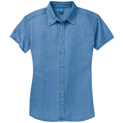 Image of Port & Company® - Ladies Short Sleeve Value Denim Shirt