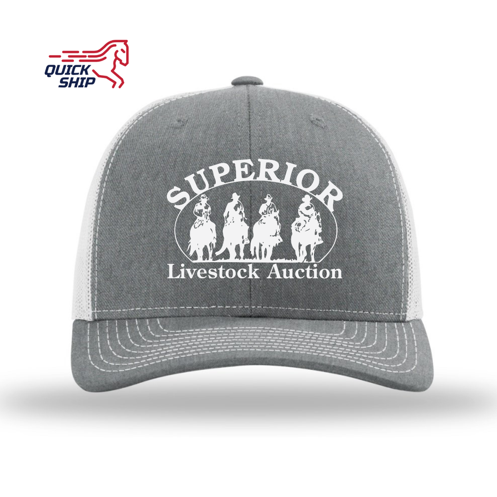 Heather Grey/White Trucker Mesh Snapback Cap - PUB Quick Ship primary image
