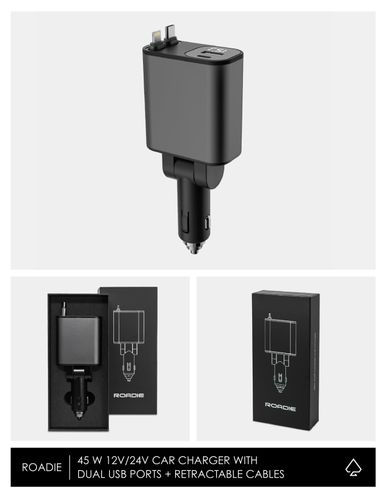 Roadie - 45W Car Charger with Retractable Cable image thumbnail