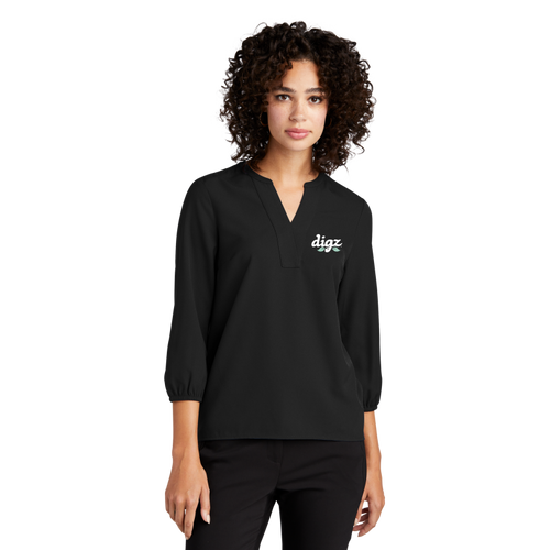 MERCER+METTLE Women's Stretch Crepe 3/4-Sleeve Blouse image thumbnail