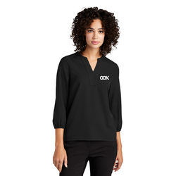 Image of MERCER+METTLE Women's Stretch Crepe 3/4-Sleeve Blouse  