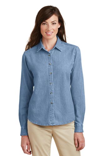 Port & Company - Ladies Long Sleeve Value Denim Shirt.  image thumbnail
