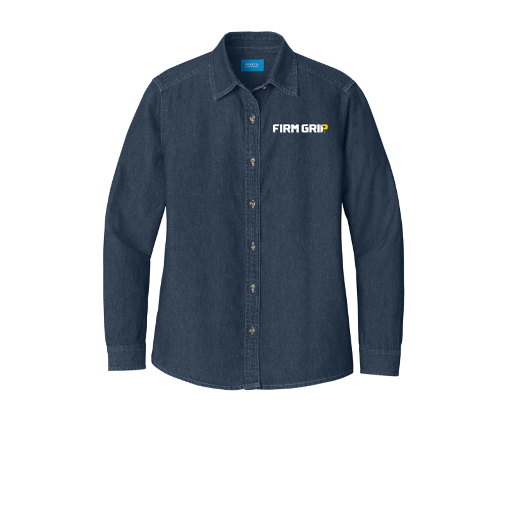 Port & Company - Ladies Long Sleeve Value Denim Shirt.  primary image