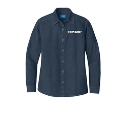 Image of Port & Company - Ladies Long Sleeve Value Denim Shirt. 