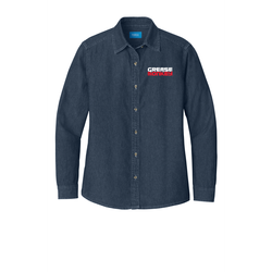 Image of Port & Company - Ladies Long Sleeve Value Denim Shirt. 