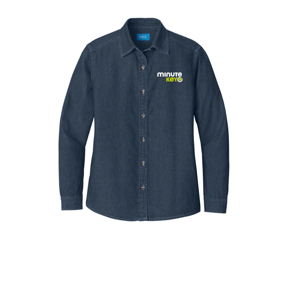 Port & Company - Ladies Long Sleeve Value Denim Shirt.  primary image