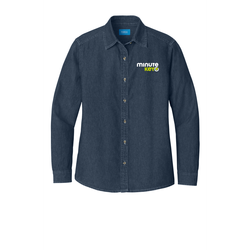 Image of Port & Company - Ladies Long Sleeve Value Denim Shirt. 