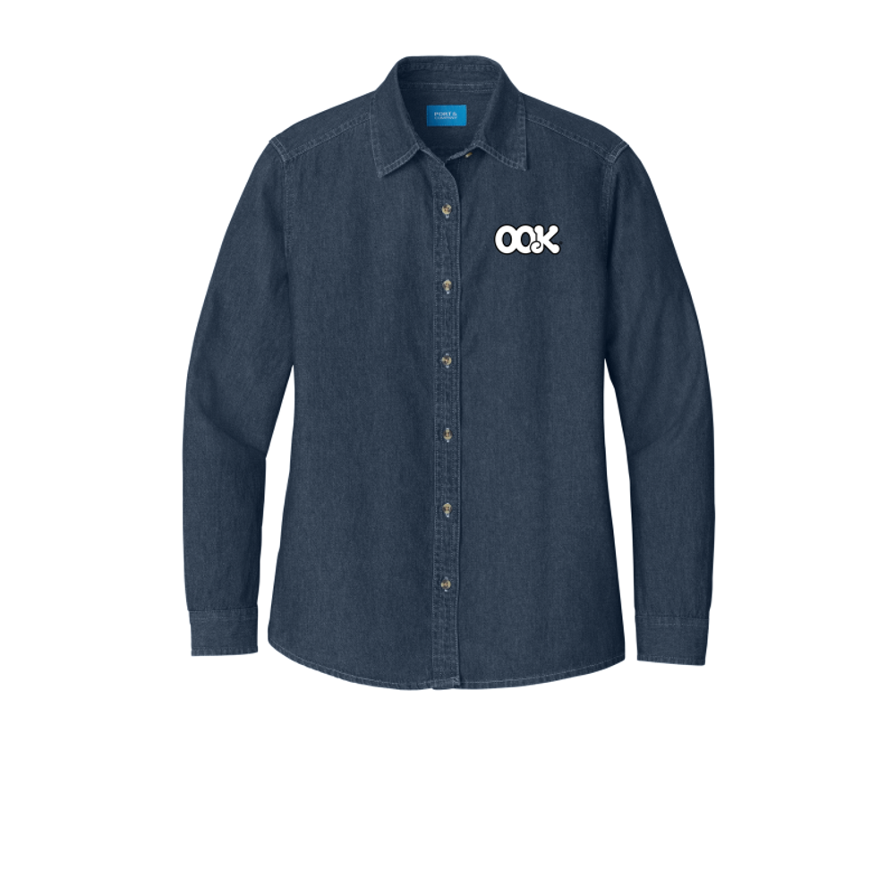 Port & Company - Ladies Long Sleeve Value Denim Shirt.  primary image