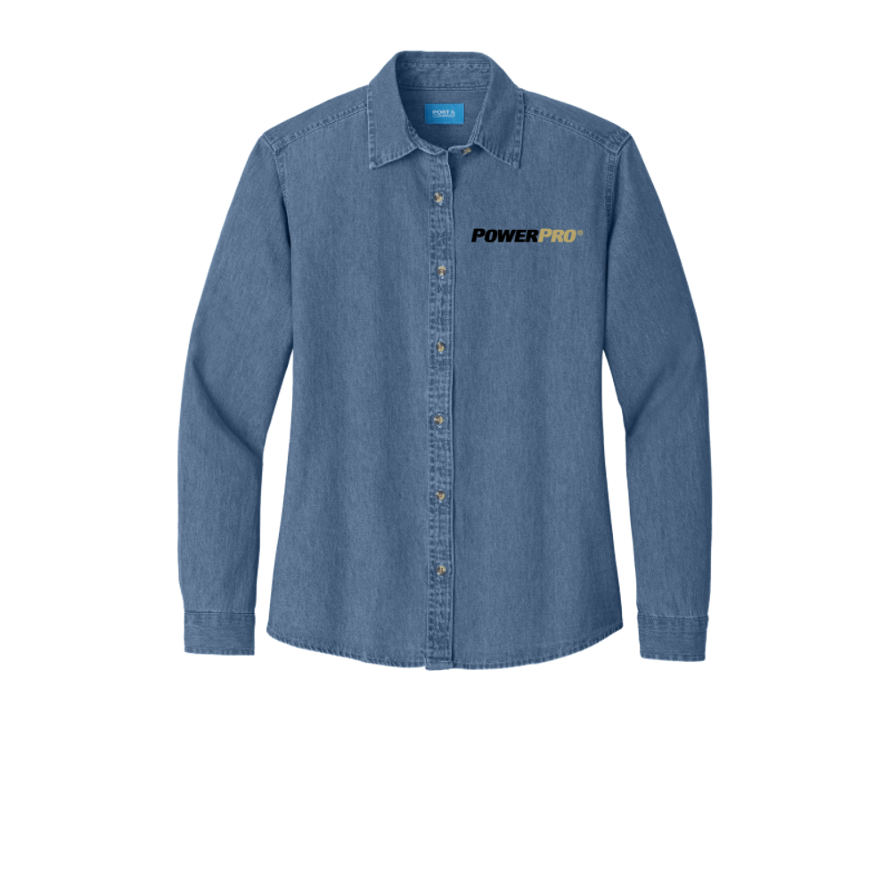 Port & Company - Ladies Long Sleeve Value Denim Shirt.  primary image
