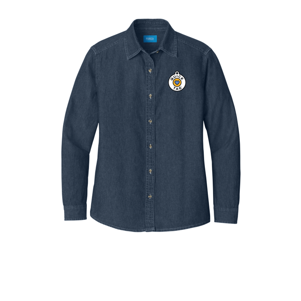 Port & Company - Ladies Long Sleeve Value Denim Shirt.  primary image