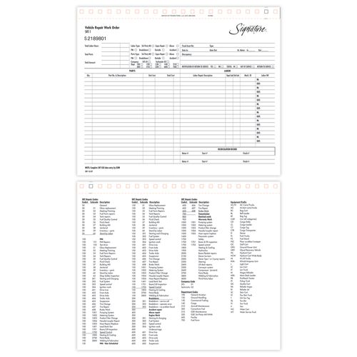 Vehicle Repair Work Order SRT-1 image thumbnail
