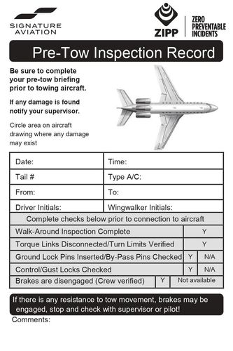 Pre-Tow Inspection Record 50/pad image thumbnail