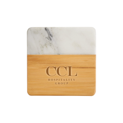 Image of CCL Marble and Bamboo Coaster Set