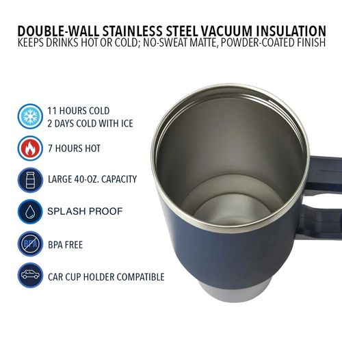 Navy Biggie Thirst Quencher Double-Wall Stainless-Steel Tumbler 40 oz. With Handle image thumbnail