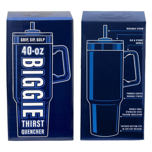 Navy Biggie Thirst Quencher Double-Wall Stainless-Steel Tumbler 40 oz. With Handle image thumbnail
