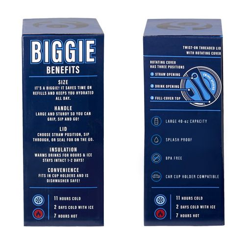 Navy Biggie Thirst Quencher Double-Wall Stainless-Steel Tumbler 40 oz. With Handle image thumbnail