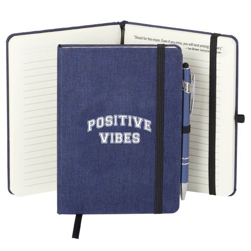 Navy Heathered Journal With Quotes & Stylus Pen image thumbnail