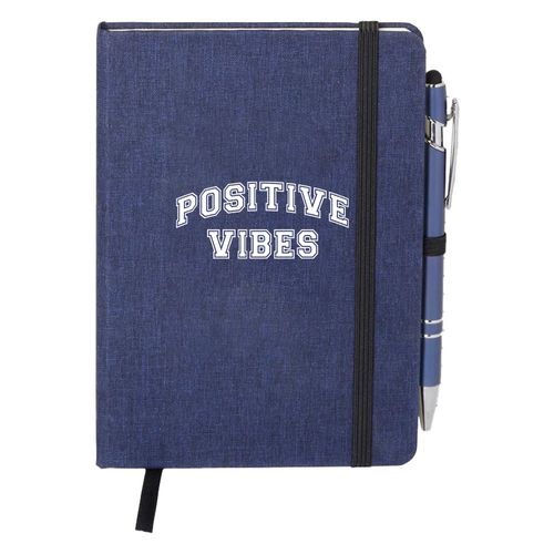 Navy Heathered Journal With Quotes & Stylus Pen image thumbnail