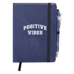 Image of Navy Heathered Journal With Quotes & Stylus Pen