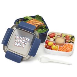 Image of Blue Locking Food Container with Compartments