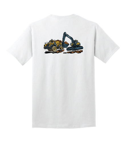 Cartoon T-Shirt HX220 Excavator and HA30 Dump Truck image thumbnail