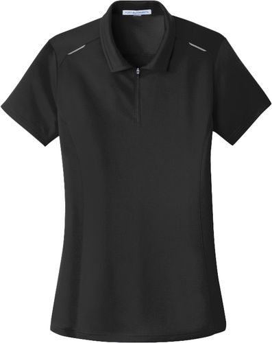 Port Authority® Ladies Pinpoint Mesh Zip Polo image thumbnail