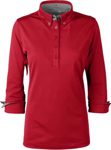 Syntrel Ladies 3/4 Sleeve Stretch Polo With Stripe Accents image thumbnail