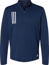 Image of Adidas - 3-Stripes Double Knit Quarter-Zip Pullover - GF