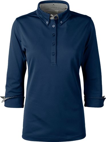 Syntrel Ladies 3/4 Sleeve Stretch Polo With Stripe Accents image thumbnail