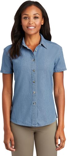 Port & Company® - Ladies Short Sleeve Value Denim Shirt - GF image thumbnail