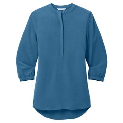 Image of Port Authority® Ladies 3/4-Sleeve Textured Crepe Tunic