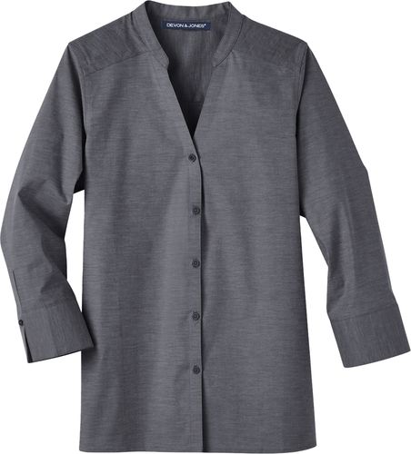 Devon & Jones Ladies Stretch Pinpoint Chambray 3/4 Sleeve Shirt image thumbnail