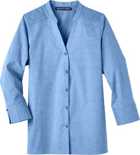 Devon & Jones Ladies Stretch Pinpoint Chambray 3/4 Sleeve Shirt image thumbnail